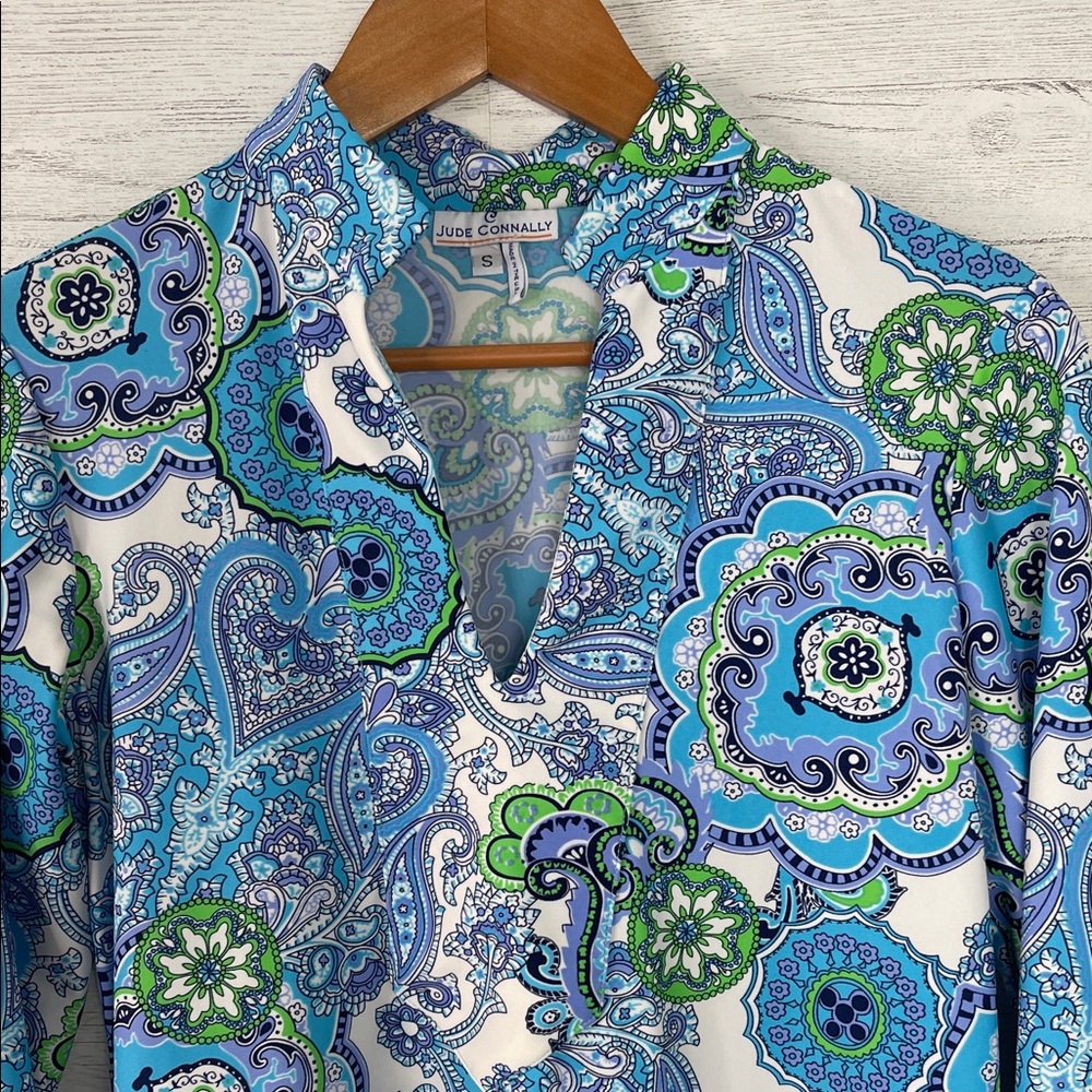 Jude Connally Blue and Green Paisley Top - Picture 3 of 6